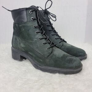 Timberland Ortholite Women's Ankle Boots Size 7.5 Heel Black Suede Earthkeepers